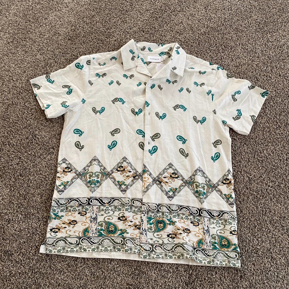 Topshop Paisley Button Down Shirt - Large
